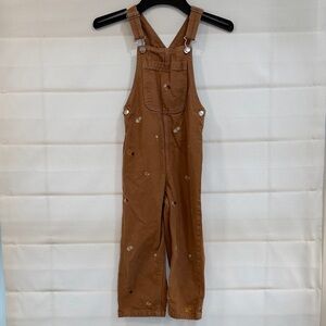 Zara Brown Kids Overalls with Embroidered Floral Details
